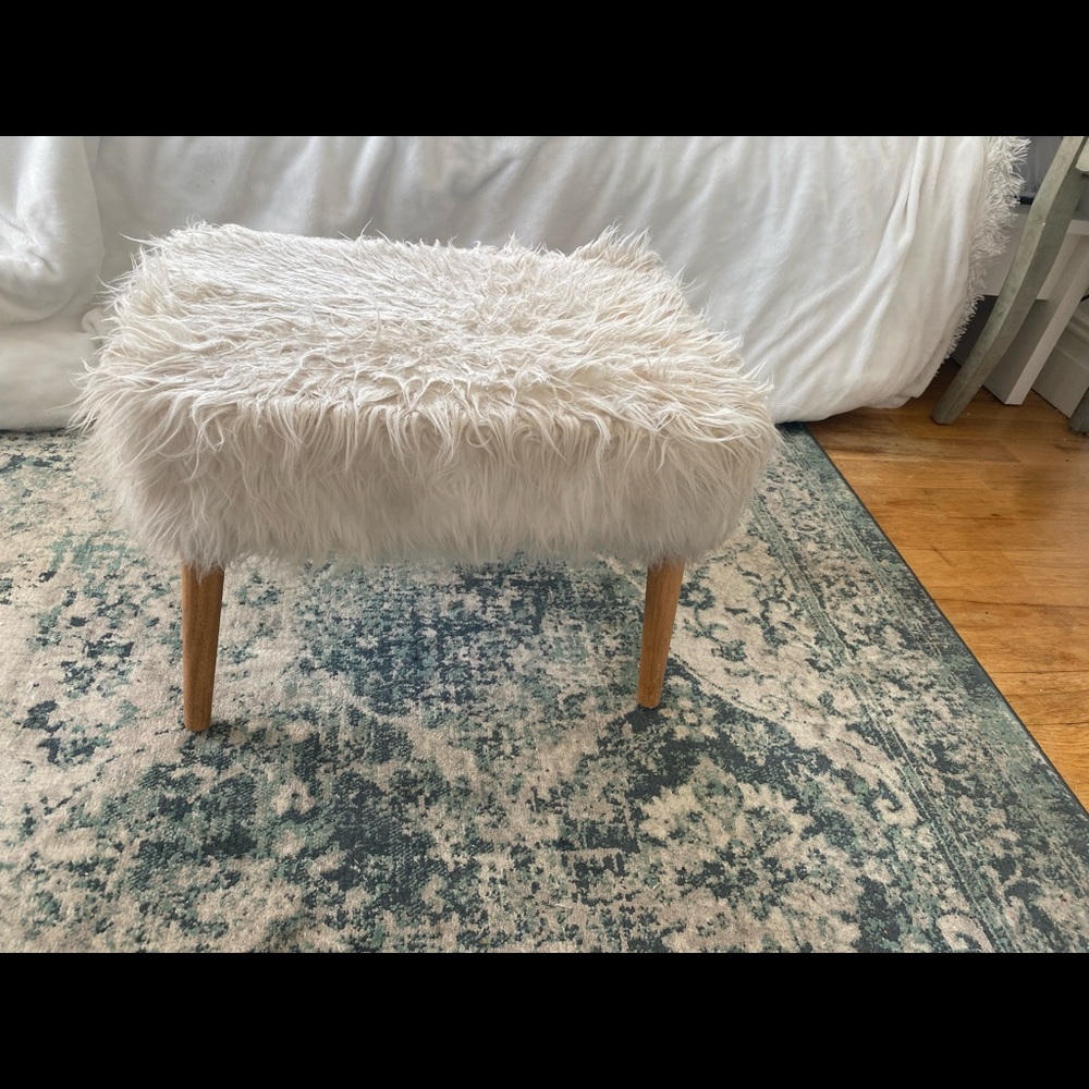 Cute white fluffy stool!